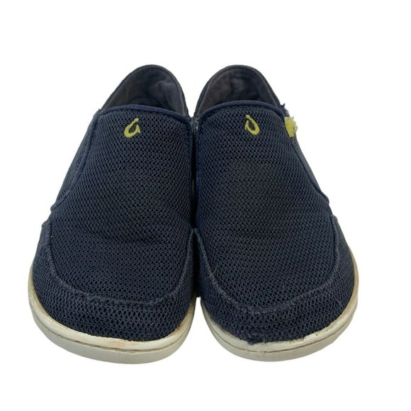 Olukai Nohea Mesh Casual Slip On Loafer Navy Green Logo Shoe Youth Boy Size 1 B1 - Picture 2 of 12